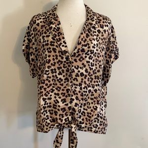 Cloth & Stone Anthropologie Leopard Print Top